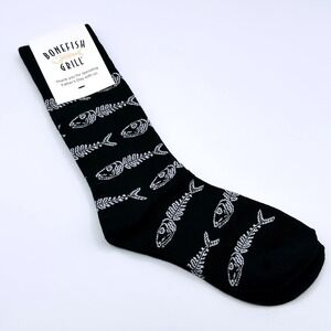 Bonefish Grill Socks Fish Skeleton Black White Adult One Size New